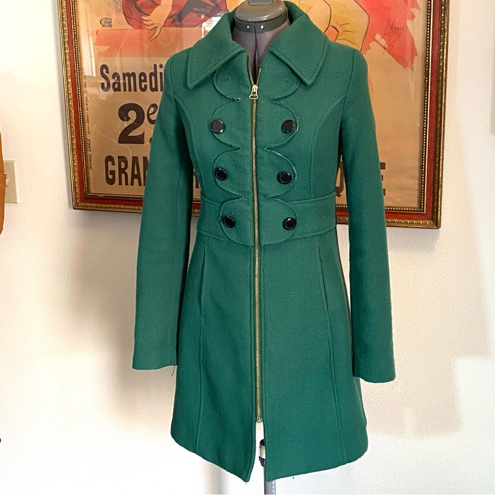 Tulle Green Double-Breasted Pea Coat